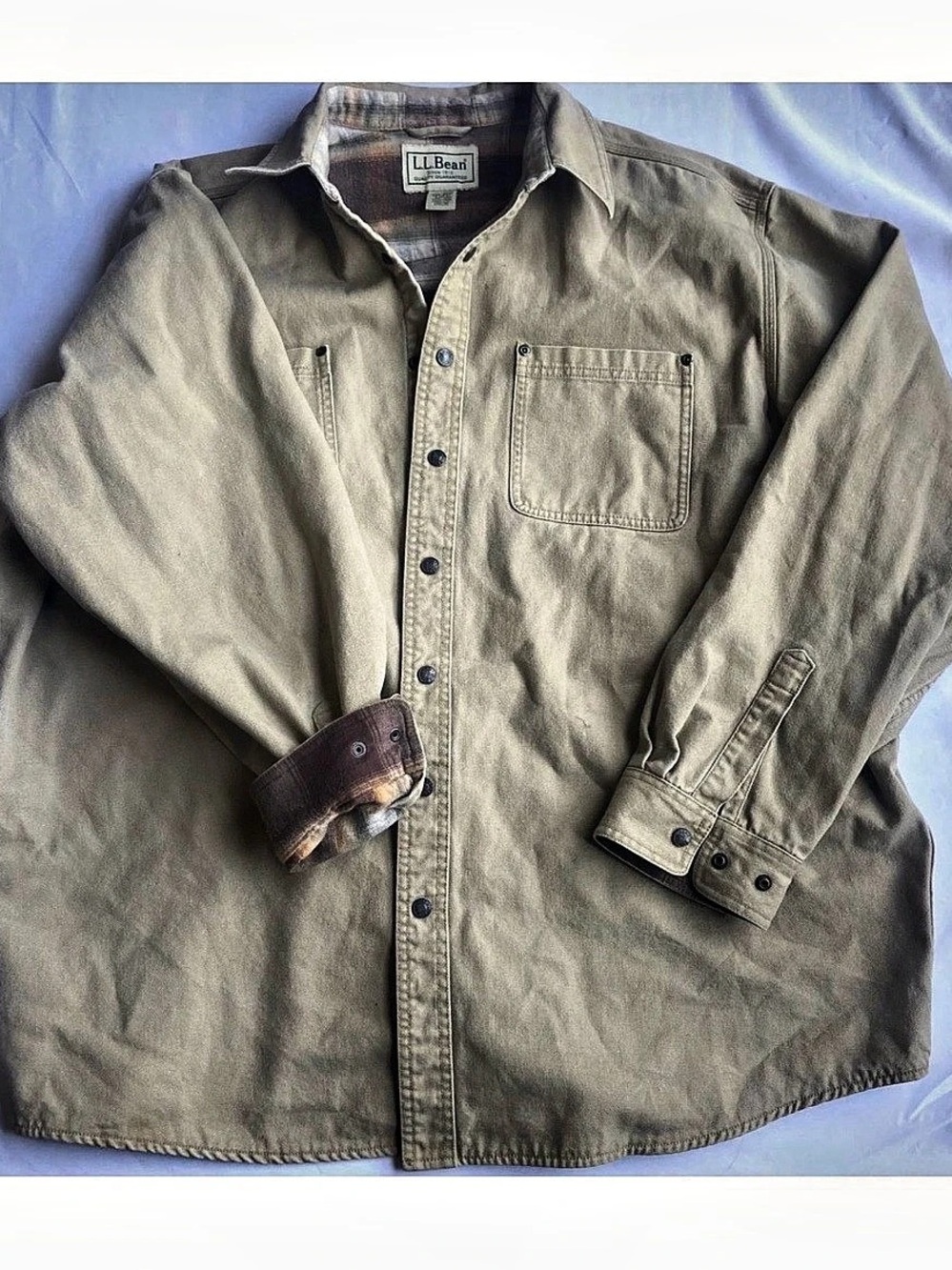Vintage LL Bean Chore Coat Barn Work Jacket XXL Flannel Lined Canvas